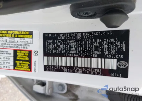 2023 Toyota Camry Xse z USA, uszkodzony, nr VIN 4T1K61AK1PU111460